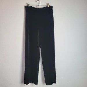 VINTAGE/ black velvet wide leg pant L pull on